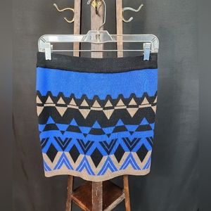 Blu Pepper Knit Fitted Mini Skirt